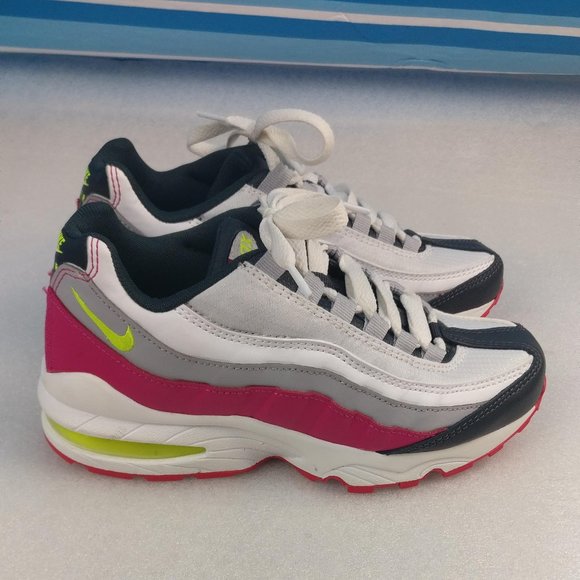 Nike Airmax made with LEATHER Fuschia Pink, Neon Swoosh, Electric Green, Wmn 5.5 - Picture 4 of 7